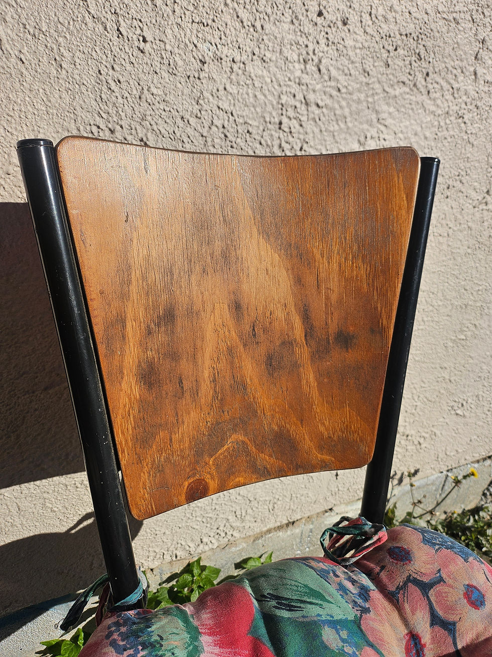 Thumbnail: Pair Of Chairs: Vintage Pair Of Wooden Chairs With Floral Cushion