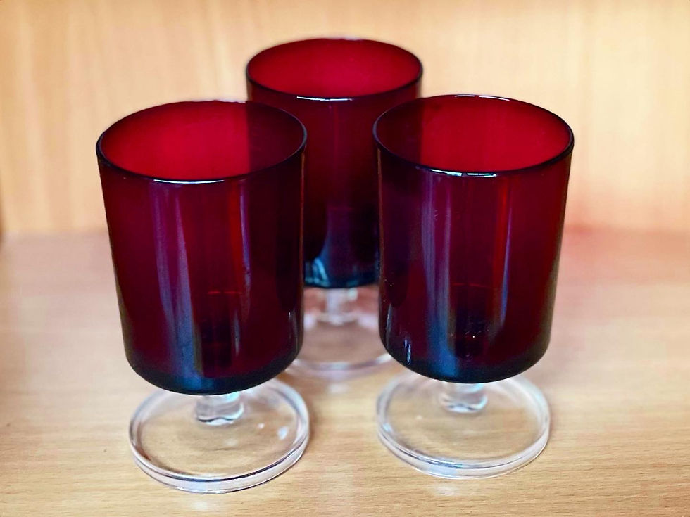 Thumbnail: Set of 11 Cristal D’Arques-Durand Ruby Coupe & Champagne Glasses (France)