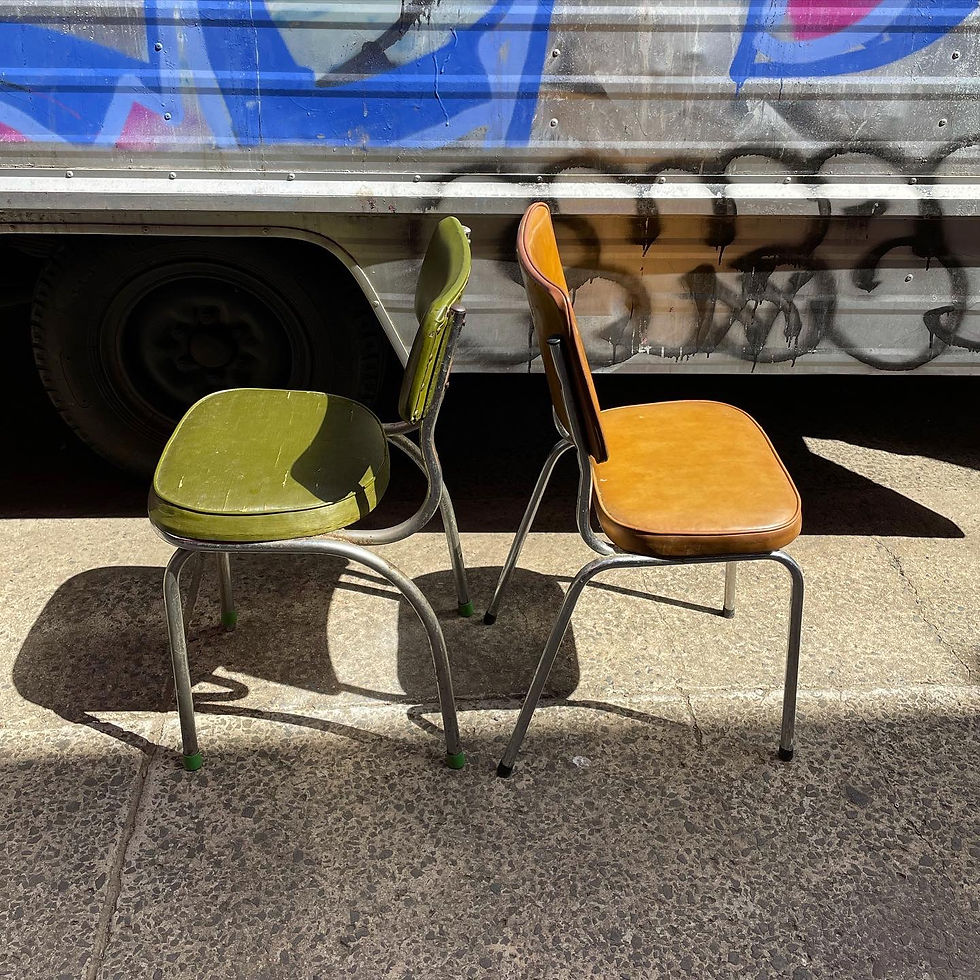 Thumbnail: A Pair of Stunning Mid-Century Retro Chairs with Upholstery 