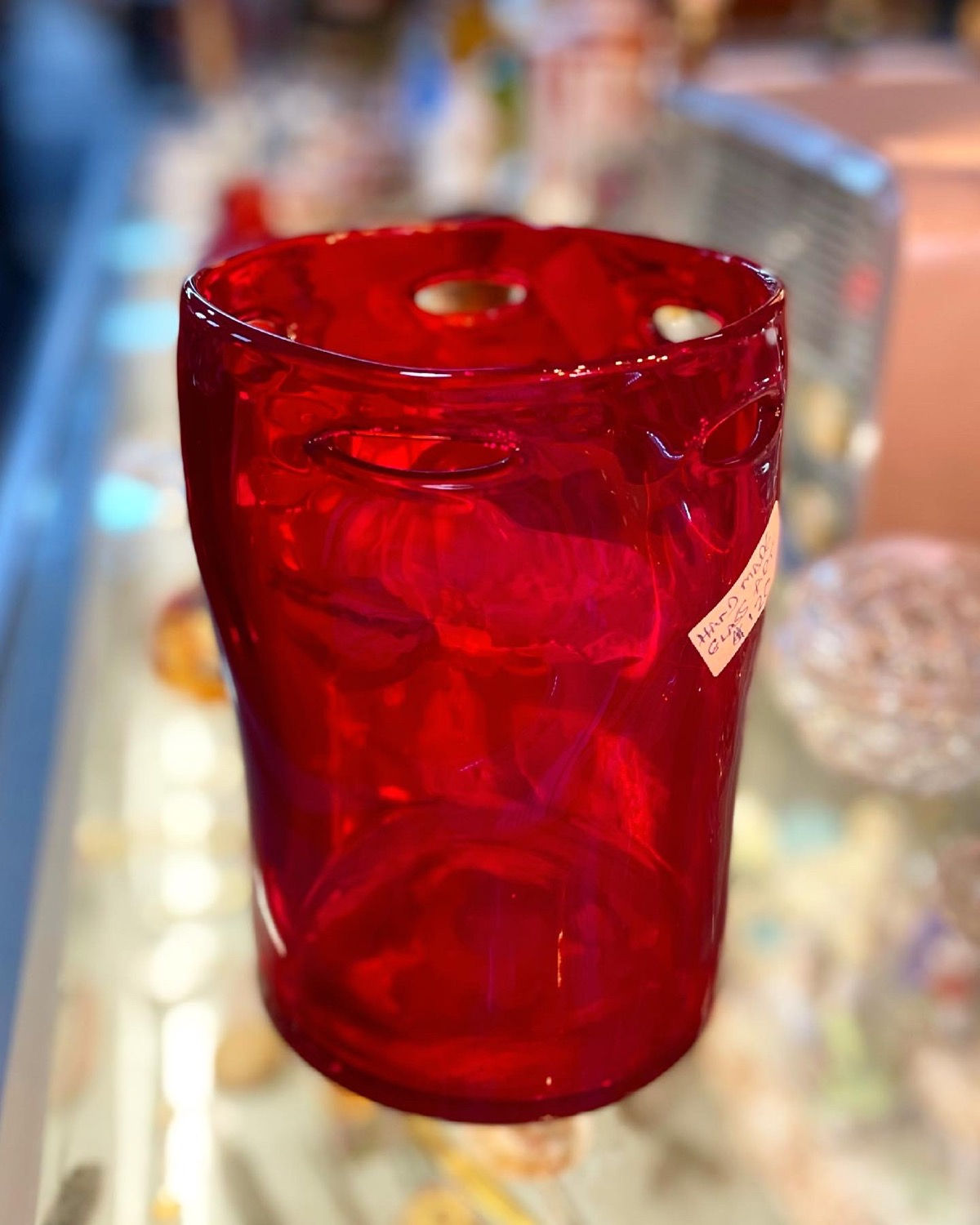 Stunning Contemporary Hand-Made Red Glass Vase 