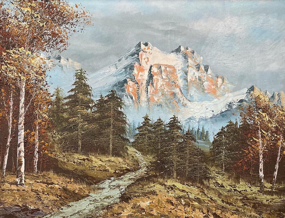 Thumbnail: Spectacular Mountainous Artwork with Elegant Frame by Unknown Artist