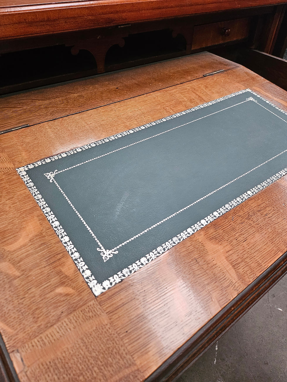 Thumbnail: Desk: Antique Mahogany Davenport Desk W/ Green Leather Writing Slope