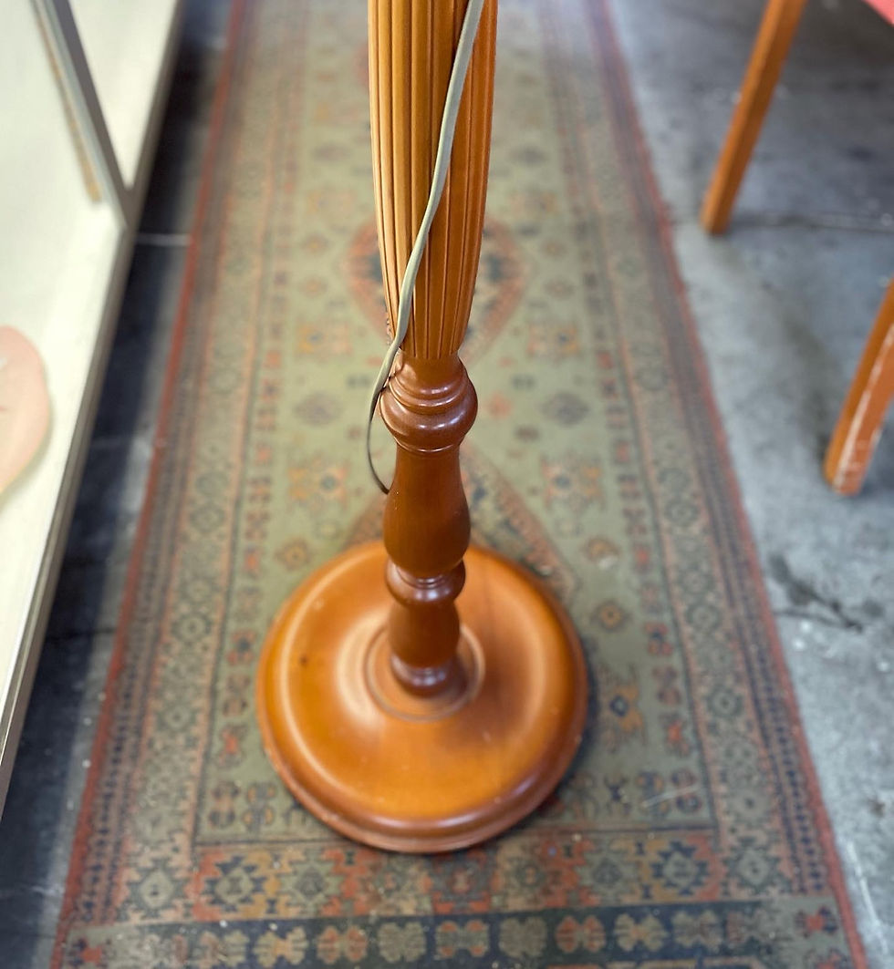 Thumbnail: Vintage Wooden Light Stain Standing Lamp 