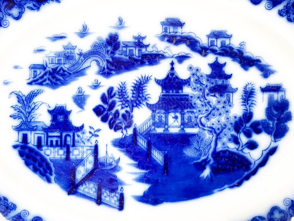 Thumbnail: Spectacular Original Blue & White Glazed Earthenware Dish by Pountney & Co (Engl