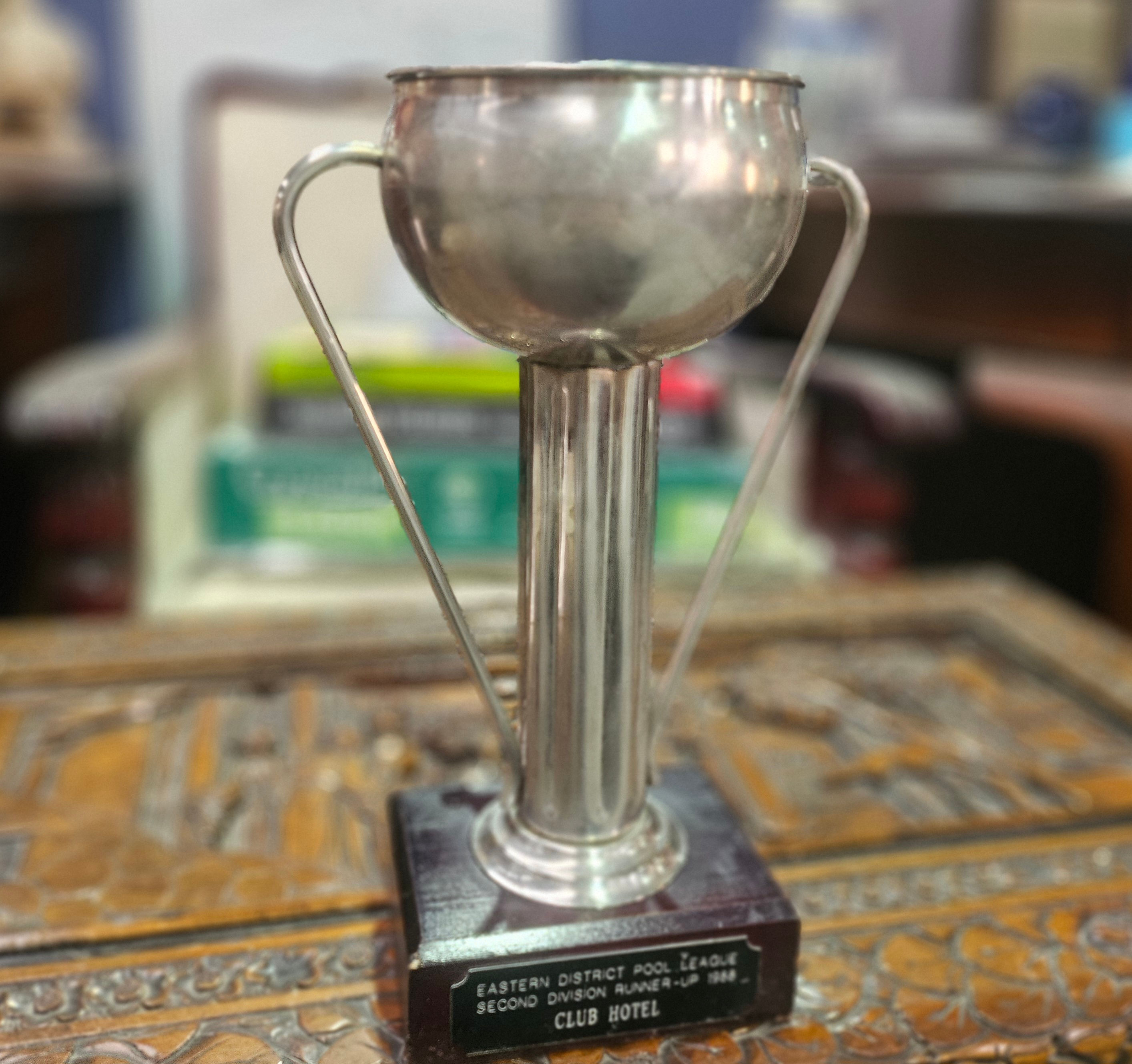 Trophy: Vintage Metal Trophy On Timber Base C.1980s
