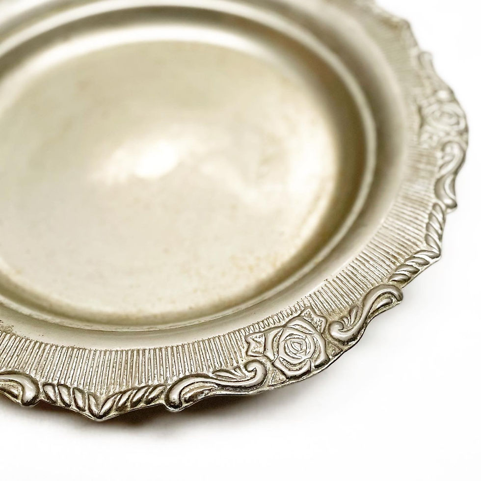 Thumbnail: Superb Round Vintage Art Nouveau Style Silver Plated Floral Relief Tray