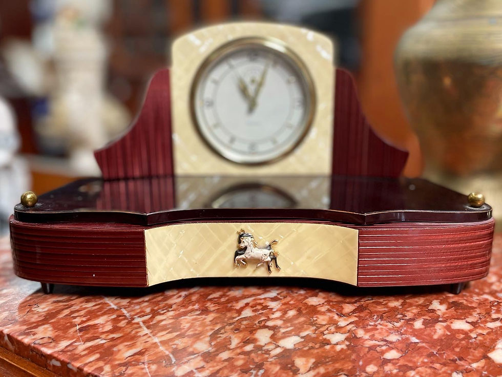 Thumbnail: MCM Art Deco Alarm Clock with Jewellery Compartment by Veglia from C.1950s (Ital