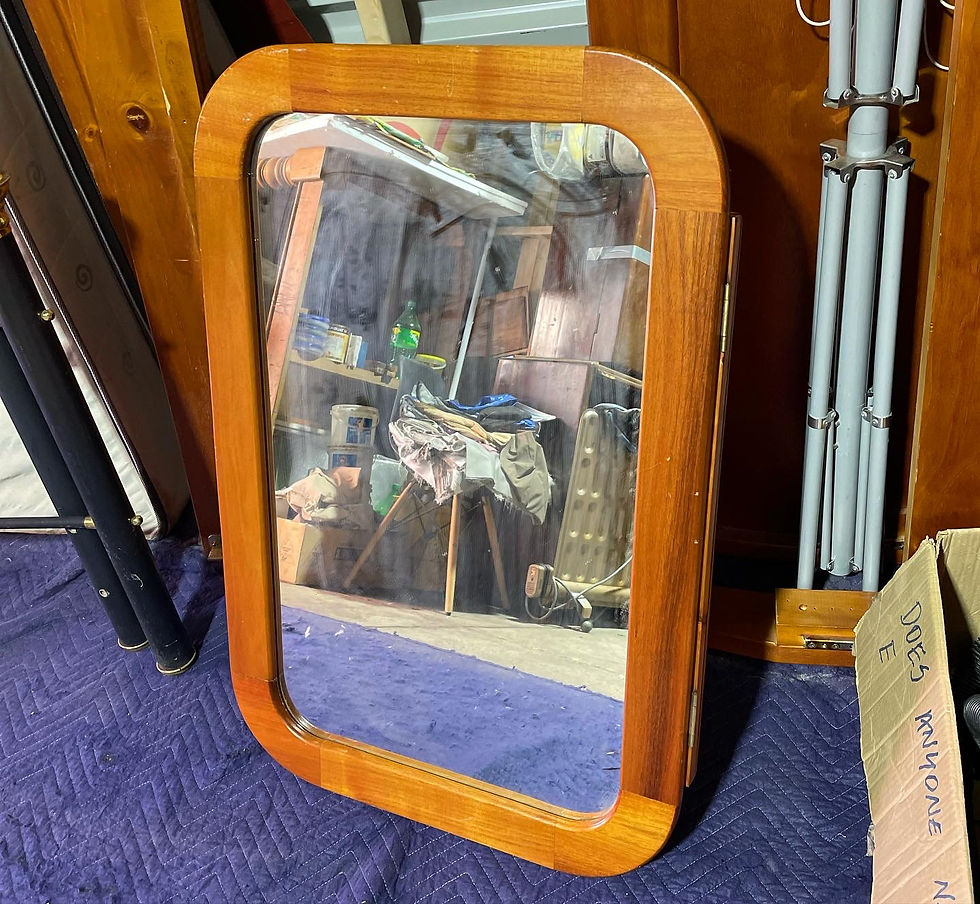 Thumbnail: Mid-Century Modern Teak Corner Cabinet with Shelves and Mirror