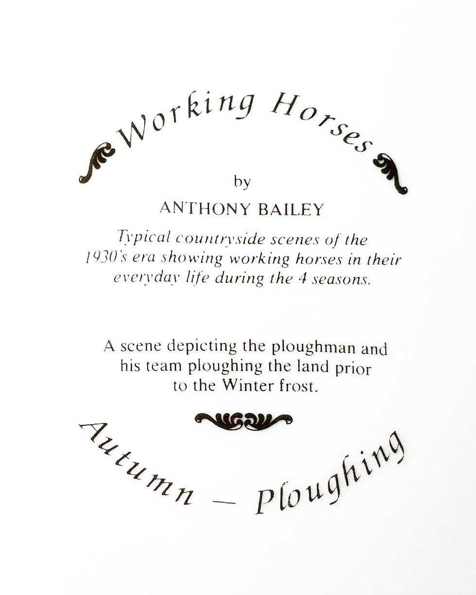 Thumbnail: Collectible Bone China Plate ‘Working Horses Autumn Ploughing’ by A. Bailey