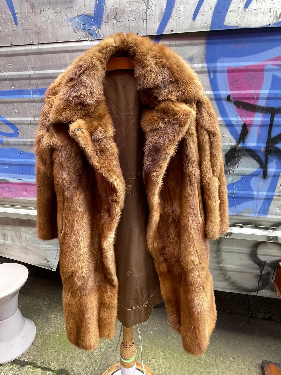 Thumbnail: Real Light Brown Fur Coat, Vintage 1970s