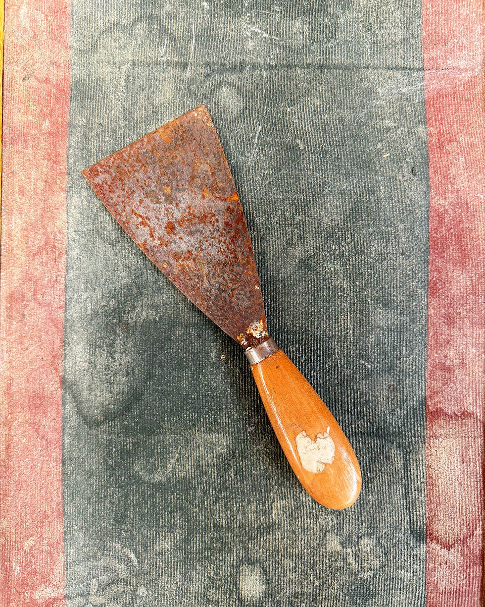 Old Vintage Wall Scraper with Wooden Handle