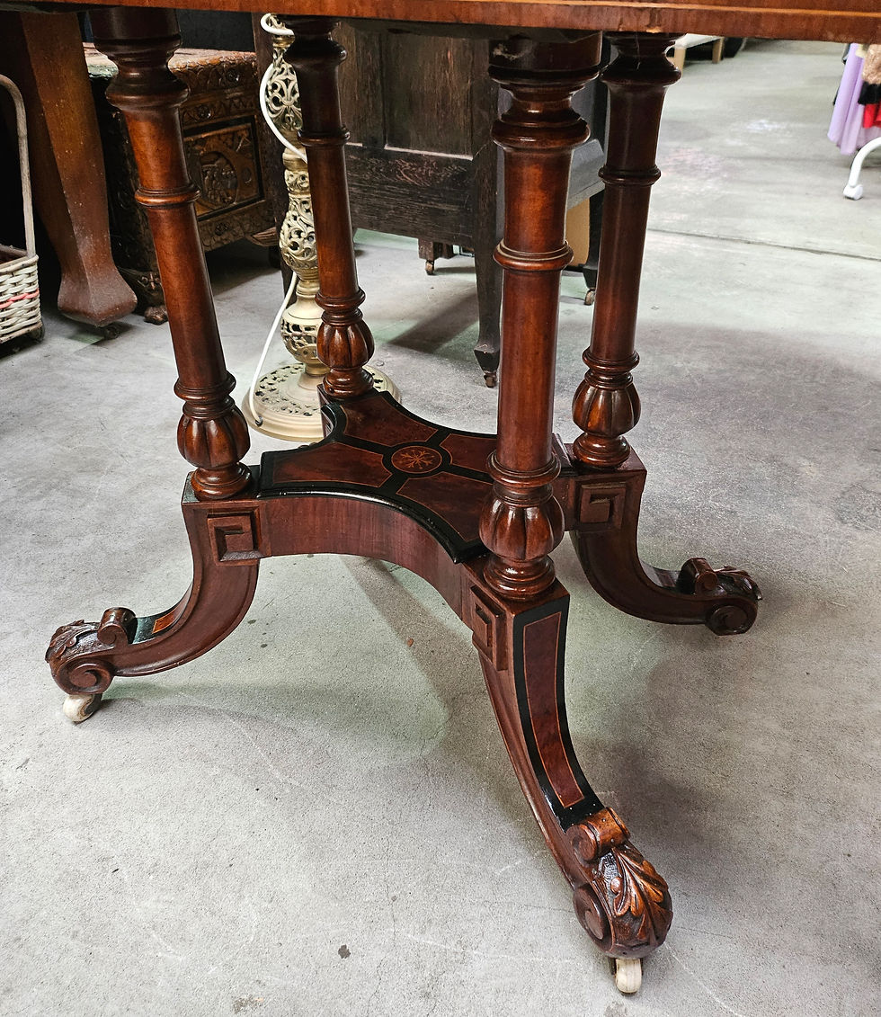 Thumbnail: Table: Antique Victorian Burr Walnut And Mahogany Fold-Over Games Table
