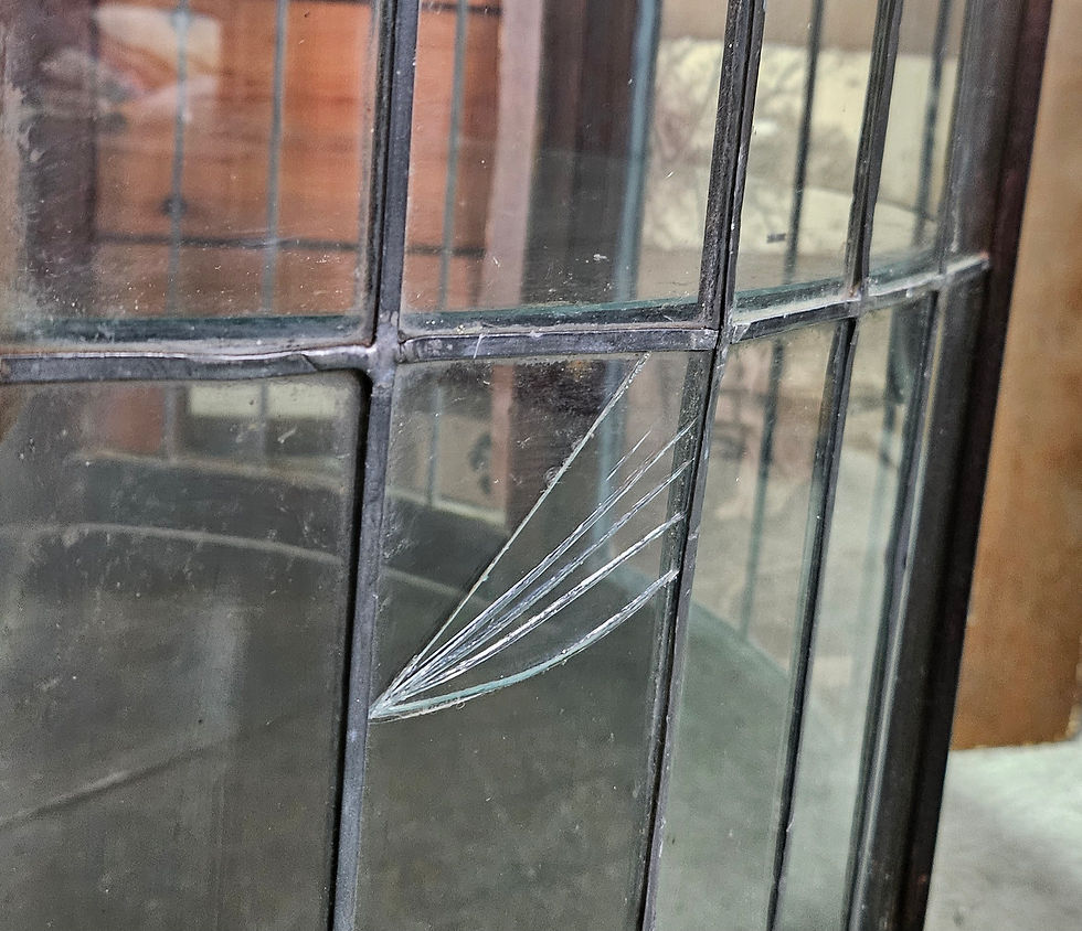 Thumbnail: Cabinet: Vintage Half-Moon Australian Oak Leadlight Display Cabinet