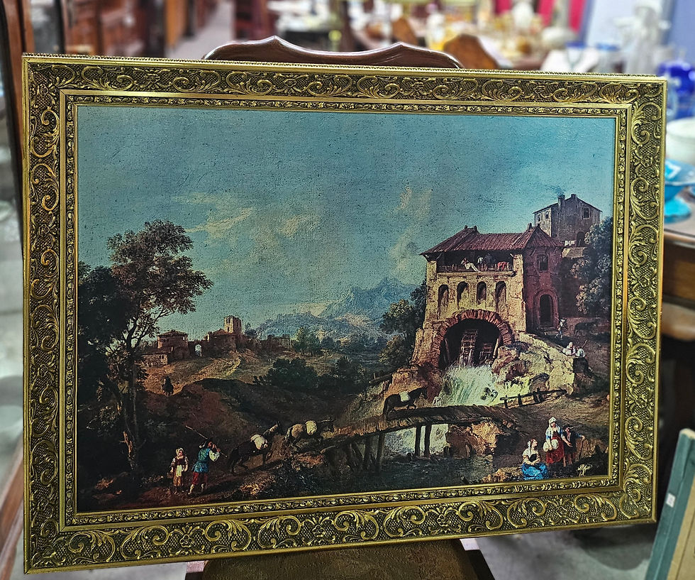 Thumbnail: Framed Print: Ornately Gilt Framed European Landscape Print