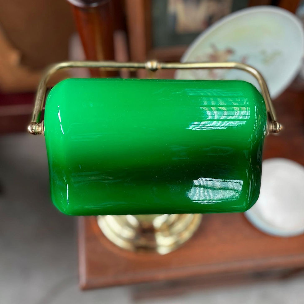 Thumbnail: Beautiful Original Vintage 3-Level Touch Green Shade Desk Lamp 