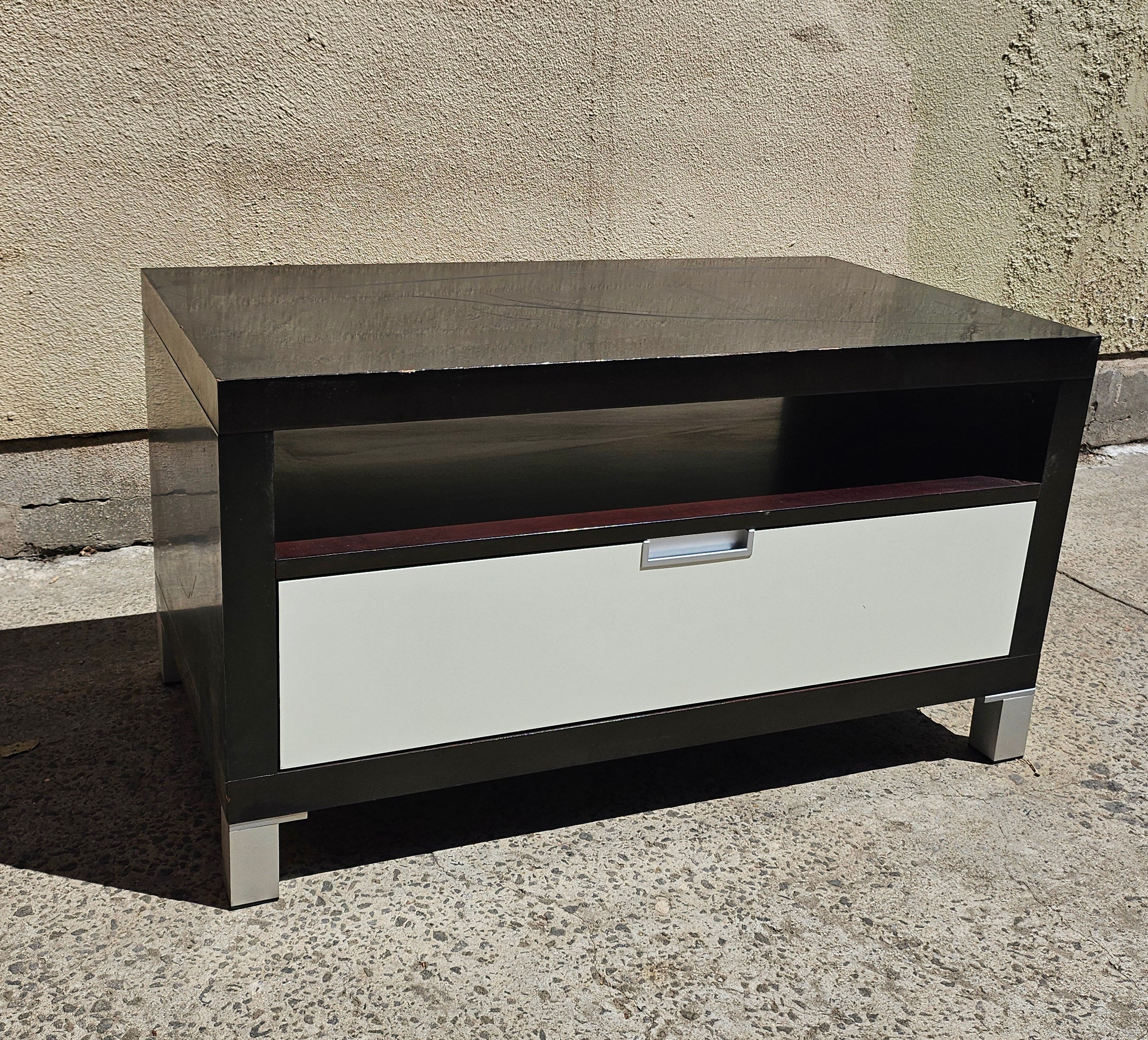 TV Unit: Sleek Contemporary Chocolate Wood And Cream TV Unit