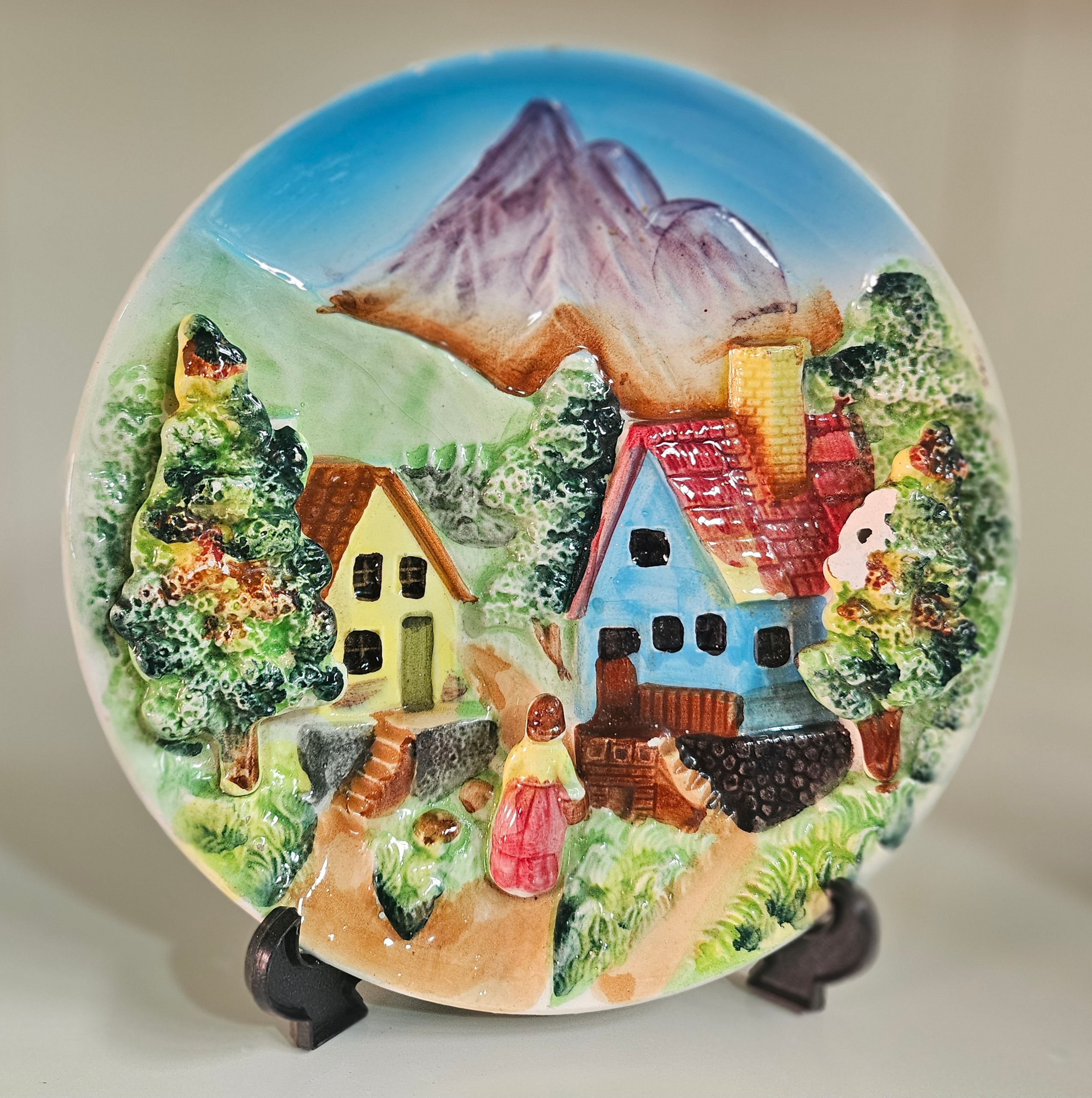 Plate: Vintage Porcelain Village Wall Plaque