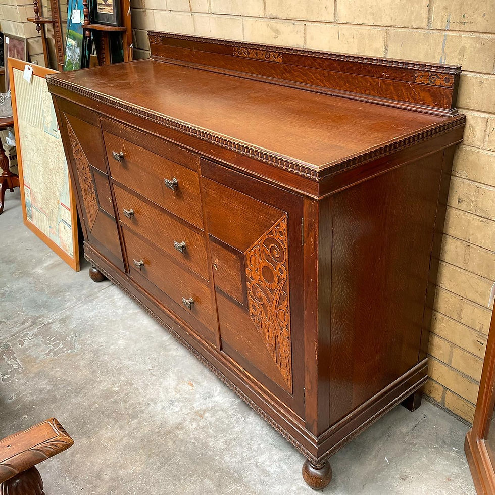 Thumbnail: Beautiful Original Oak Buffet with Bar & Cutlery Drawer (England) 