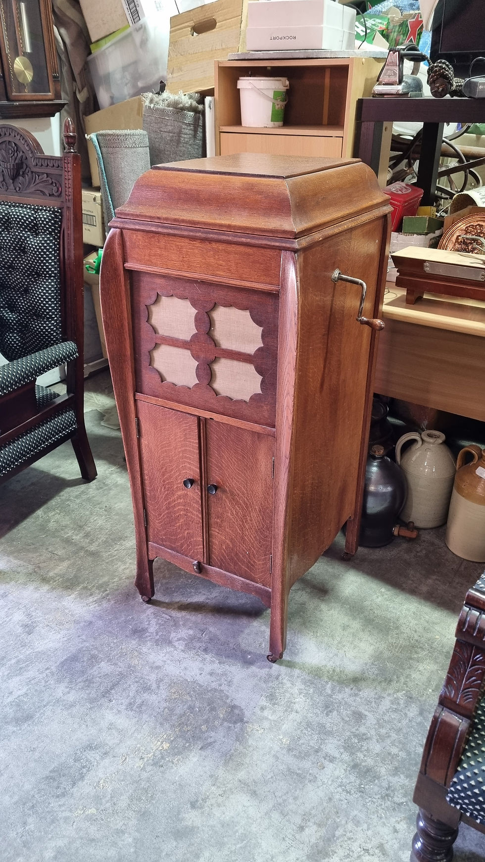 Thumbnail: Gramophone: Vintage Rexonola Oak Cabinet Gramophone In Good Working Order