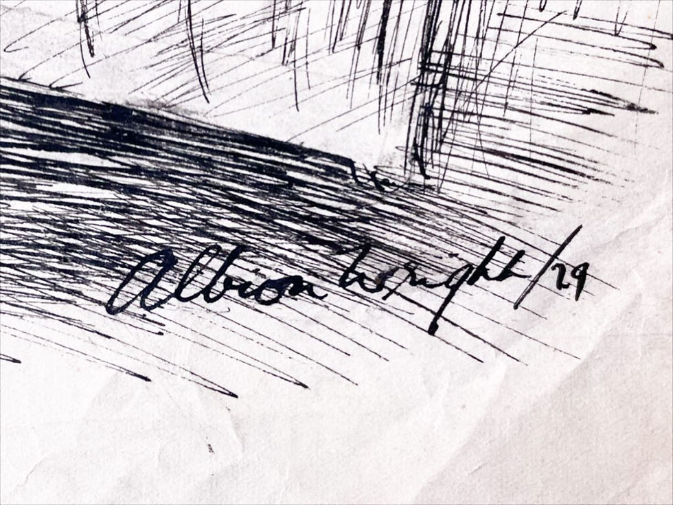 Thumbnail: Original 1929 Ink Pen Drawing signed by Albion Wright (New Zealand) 