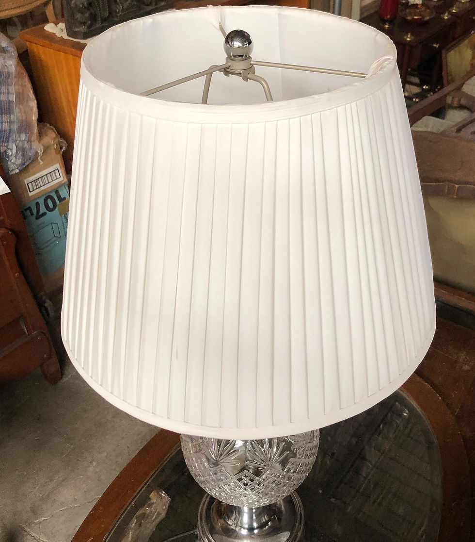 Thumbnail: Vintage Chrome & Glass Table Lamp with White Shade