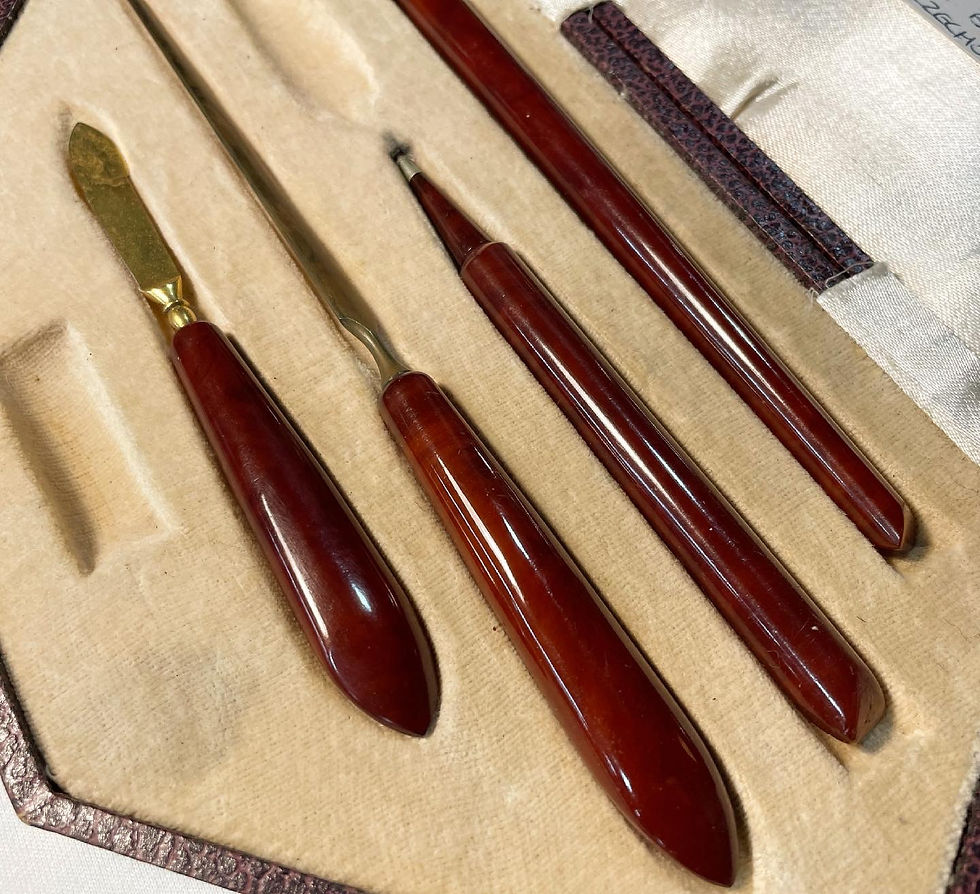Thumbnail: Extremely Rare Antique Art Deco Bakelite Writing Desk Set by ‘Spilba’ from C.194