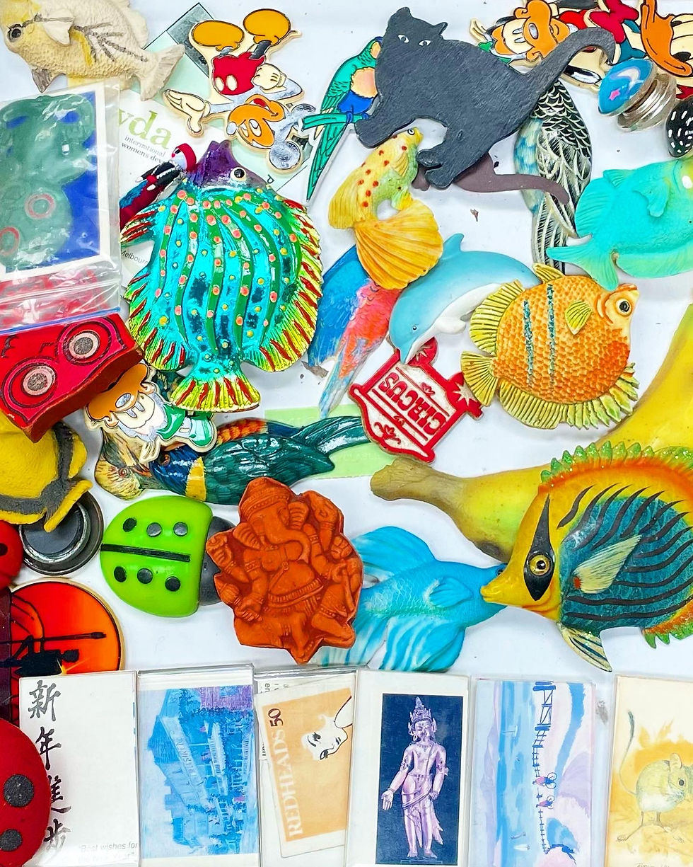 Thumbnail: Lot of Mixed Vintage Fridge Magnets - $123 or $3/magnet