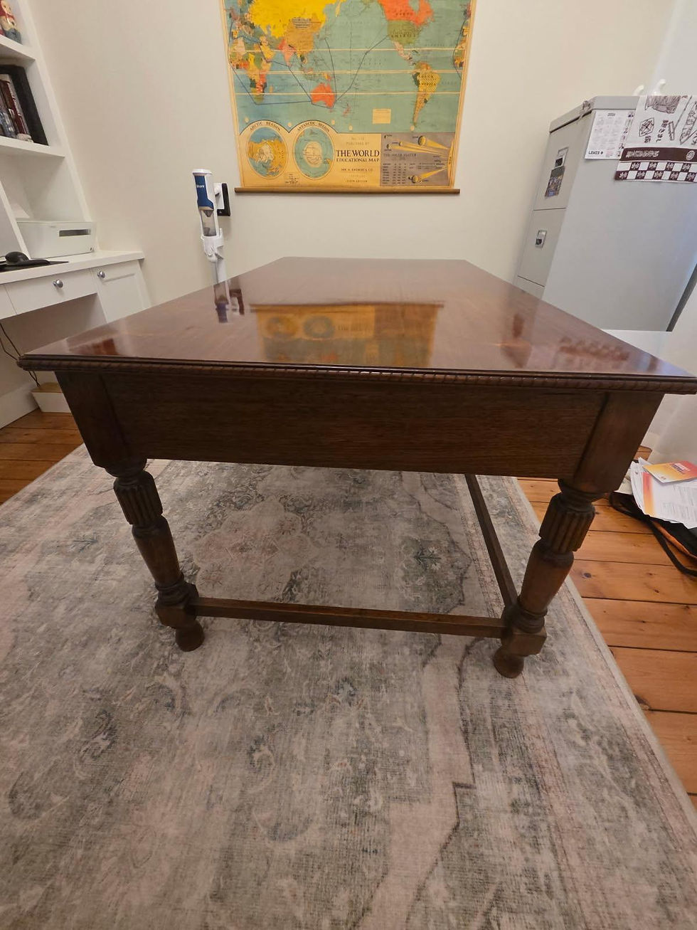 Thumbnail: Kitchen Table: Antique Oak Kitchen Or Dining Table W/ Three Drawers
