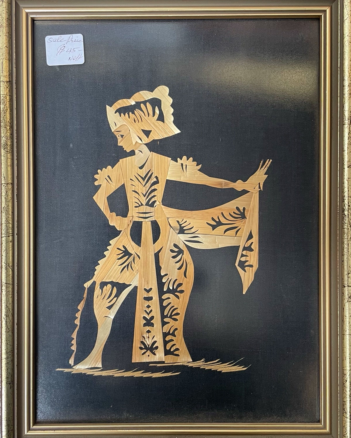 Vintage Framed Wooden Indonesian Artwork