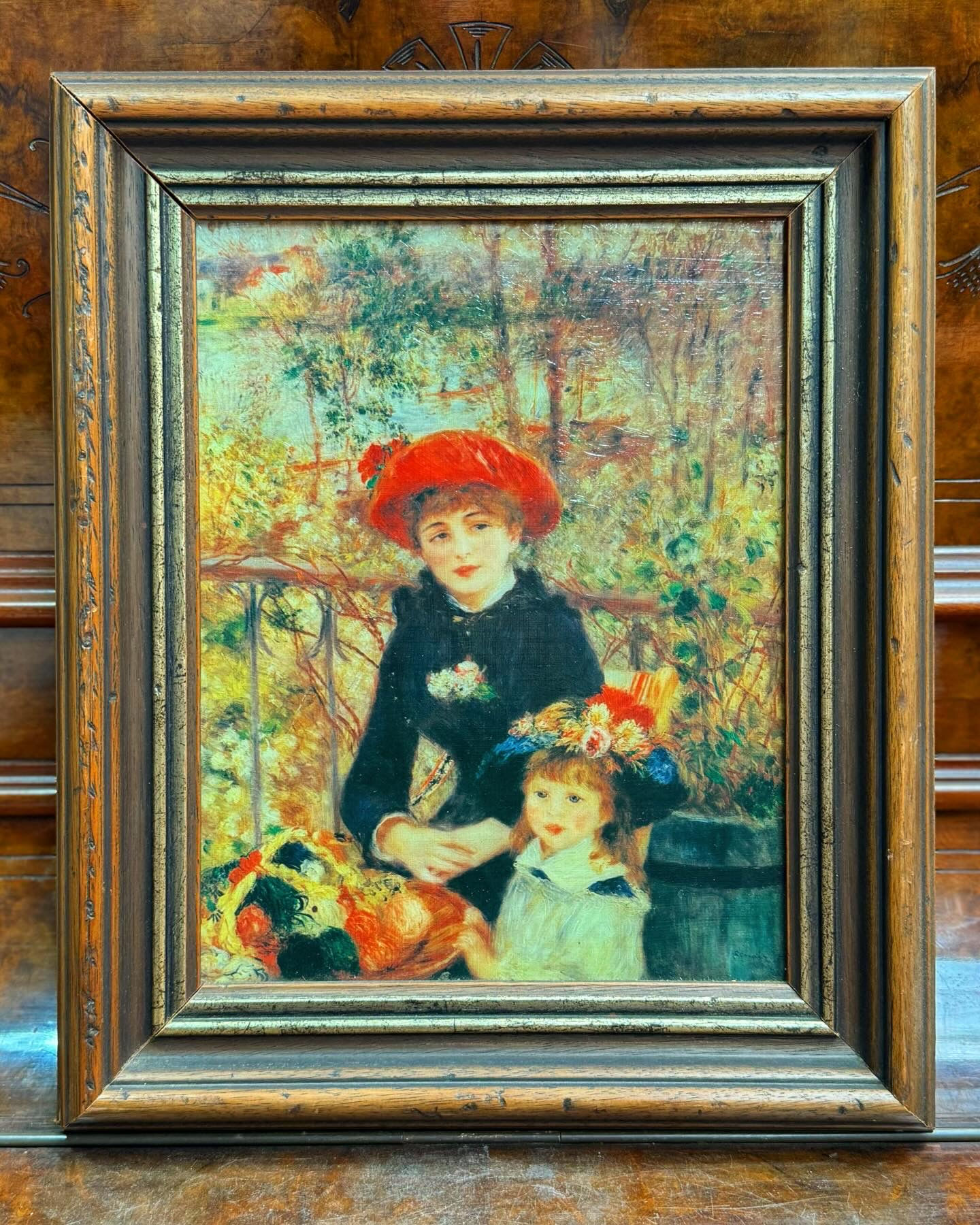 Small Framed Copy of Renoir’s Oil painting ‘Two Sisters On the Terrace’