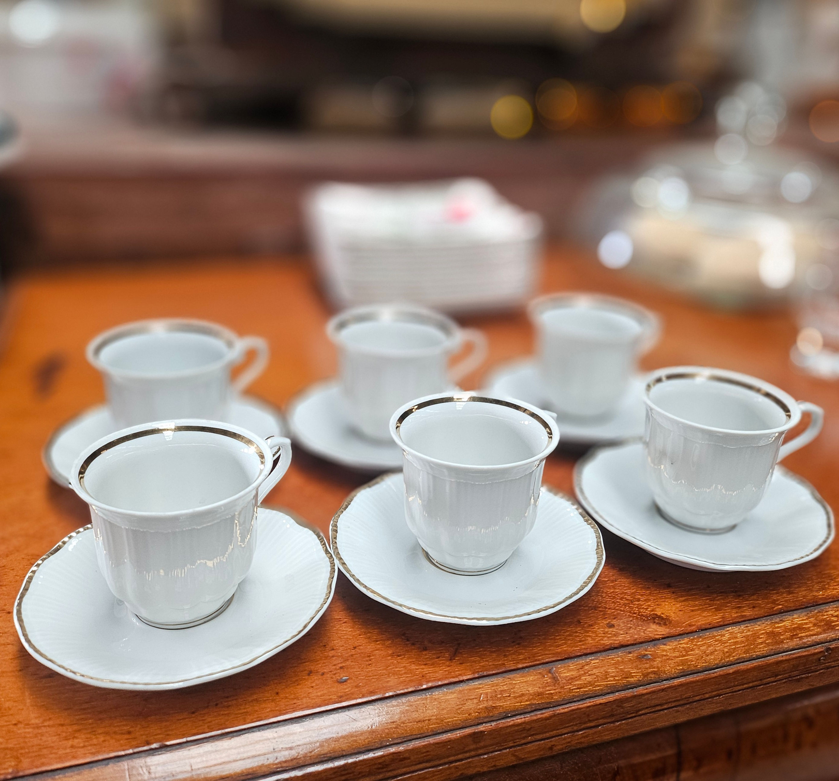 Tea Cups: Set of 6 Porcelain Tea Cups And Saucers By Walbrzych, Made In Poland