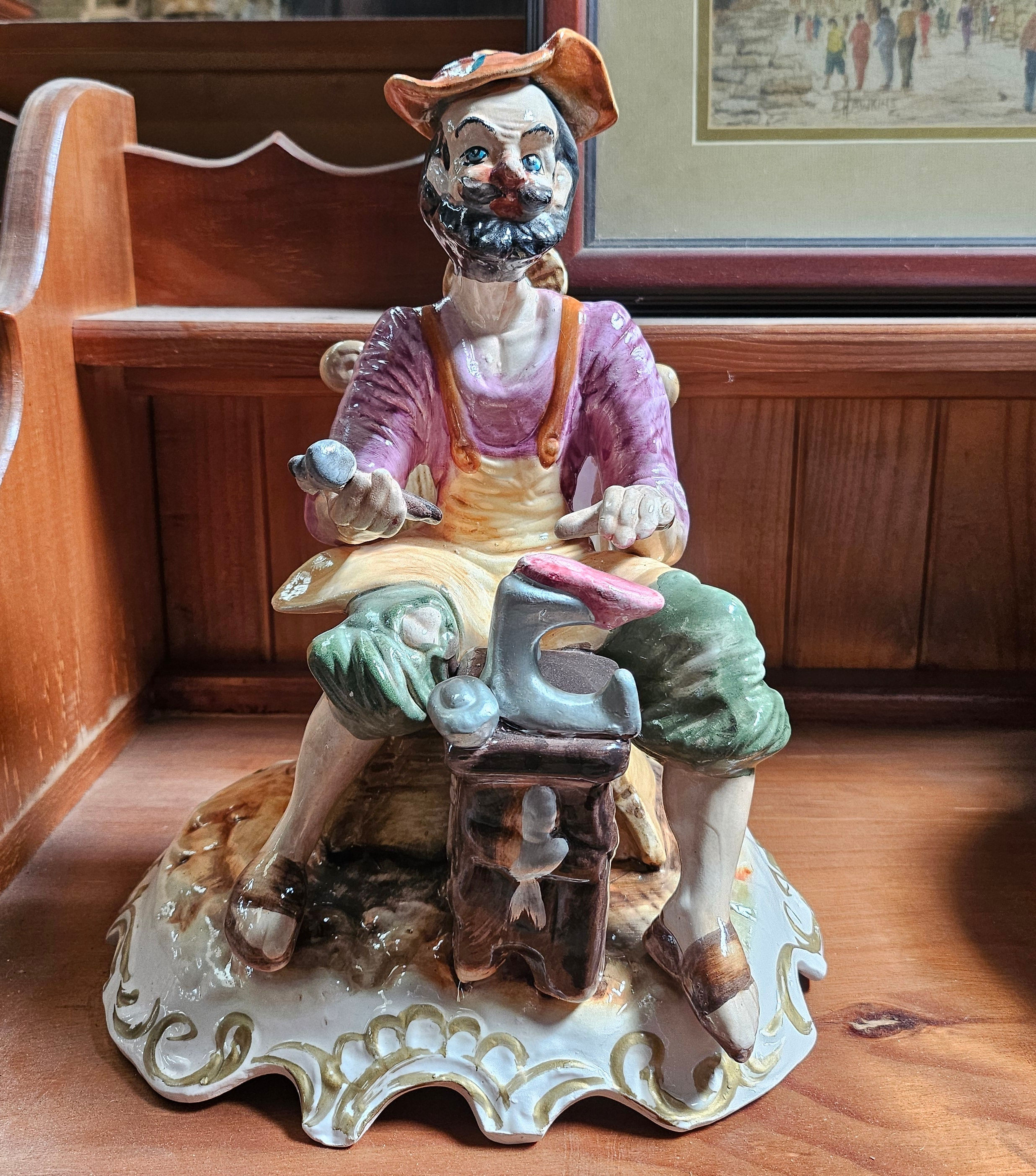 Ceramic Statue: Capodimonte Italian Vintage Cobbler Statue