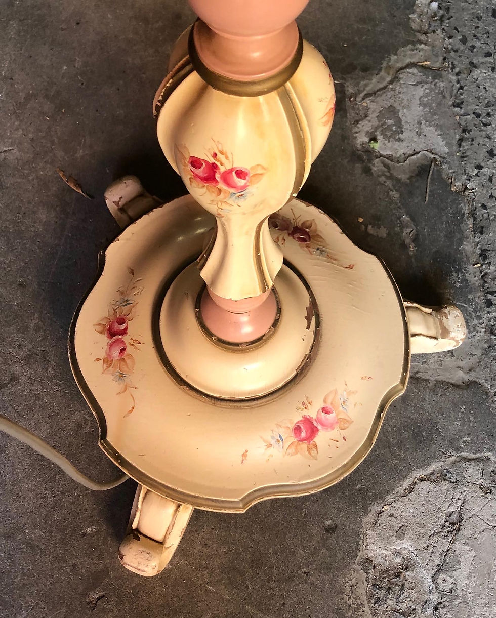 Thumbnail: Vintage White & Gold Louis XV Style Standing Lamp