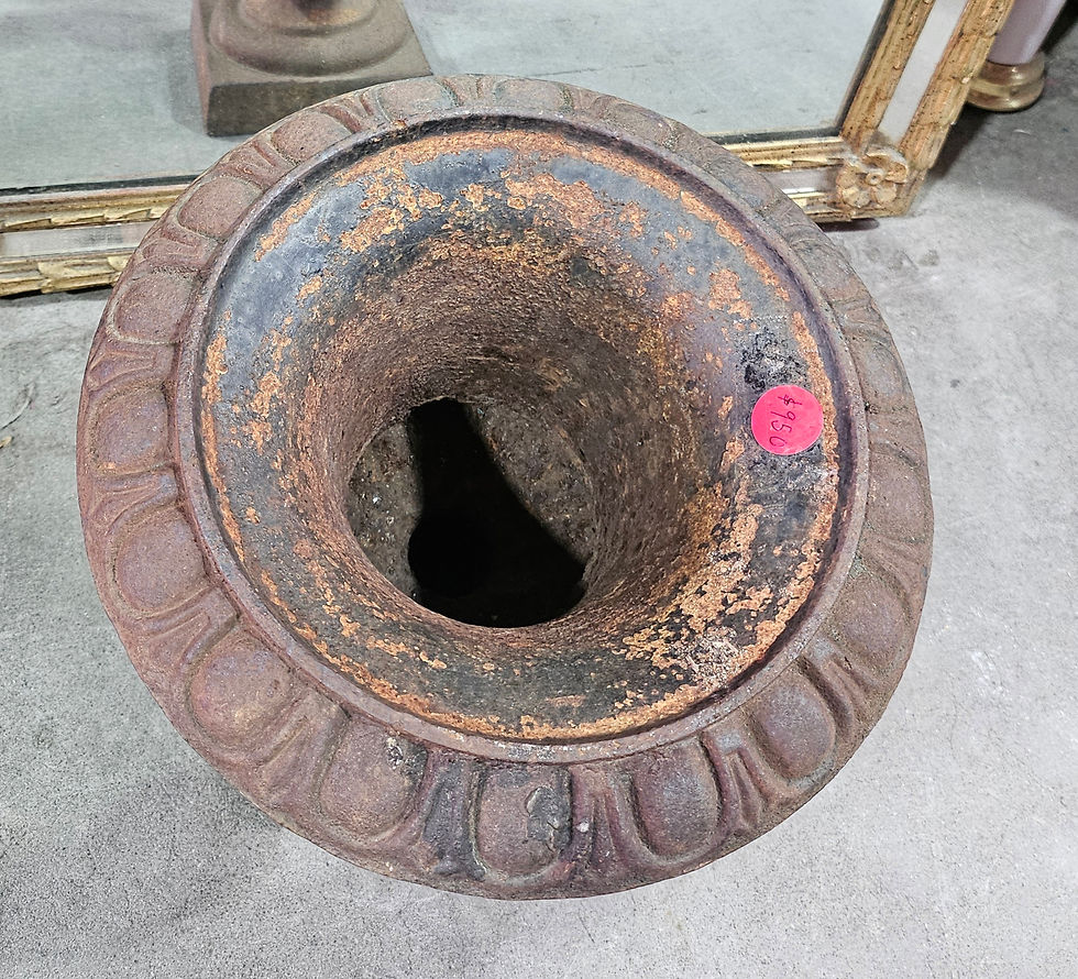Thumbnail: Vintage French Campana Style Cast Iron Garden Urn C. 1970s