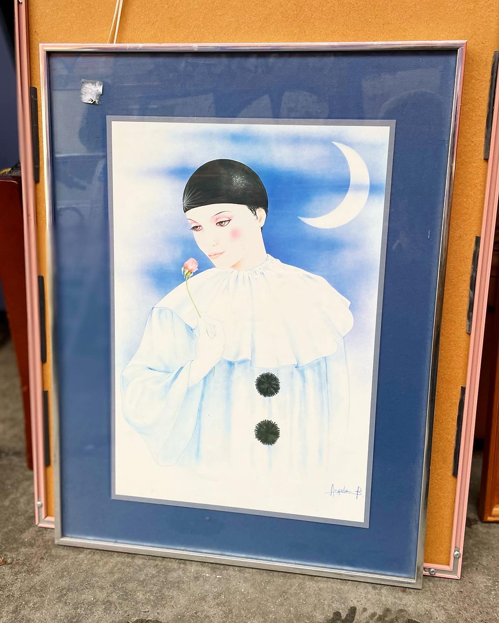 Thumbnail: Framed Print of French Pantomime Character Pierrot Artwork signed by Angelo B.