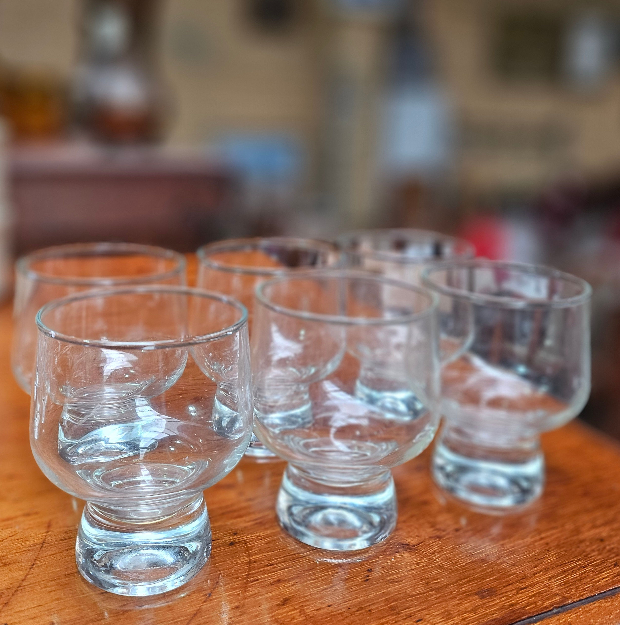Glasses: Set of 6 Vintage Heavy Bottomed Bubble Stemmed Glasses
