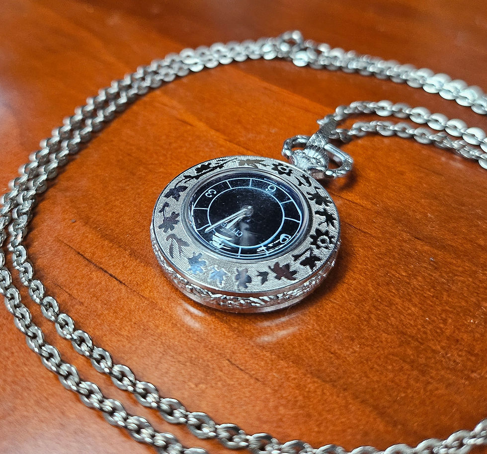 Thumbnail: Watch: Vintage Citizen Blue Dial Pocket Watch W/ Floral Design On Long Chain