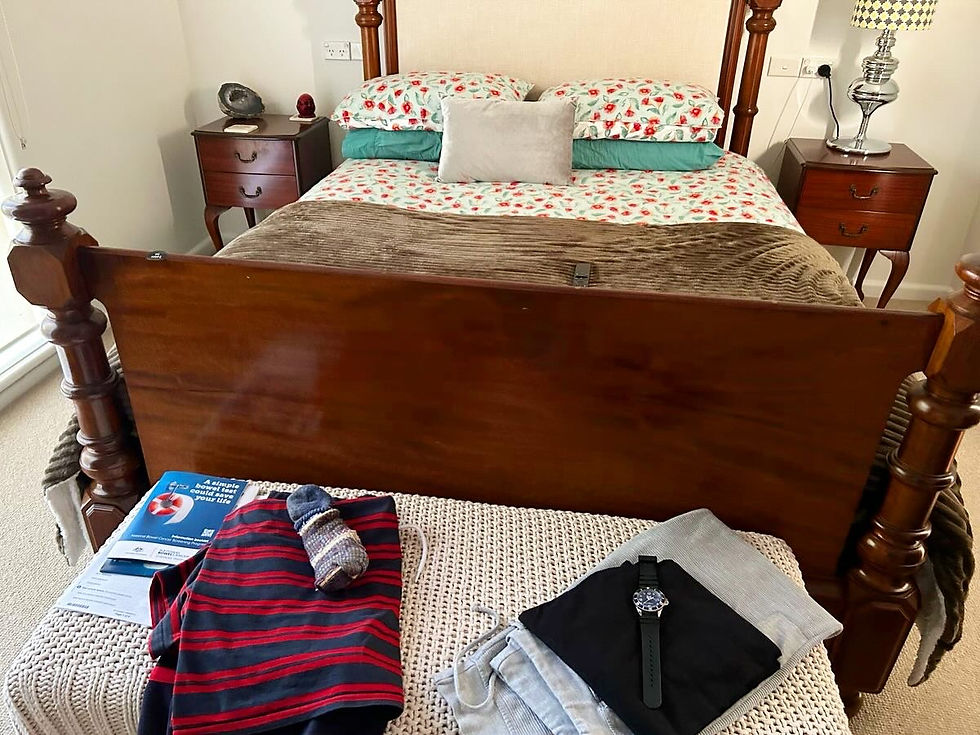 Thumbnail: Antique Set of Queen Anne Headboard, Footboard, Rails, Slats & 2 Bedsides