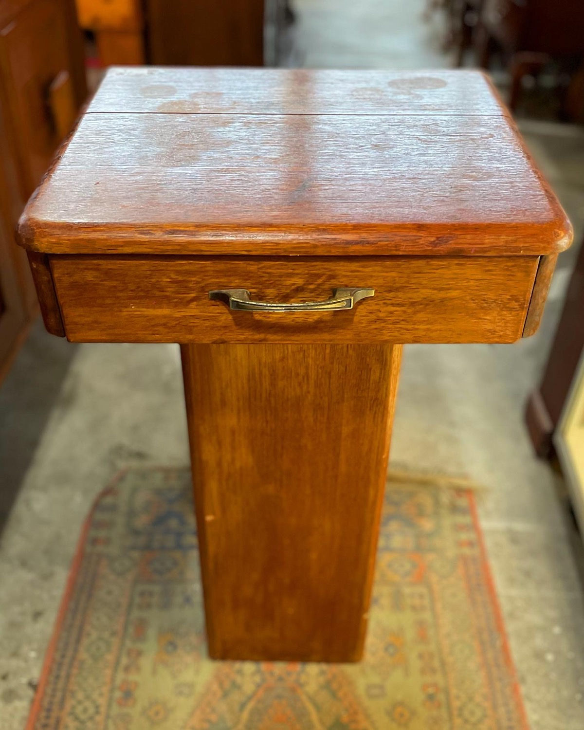 Solid Vintage Australian Oak 1 Door Side Table in Original Condition