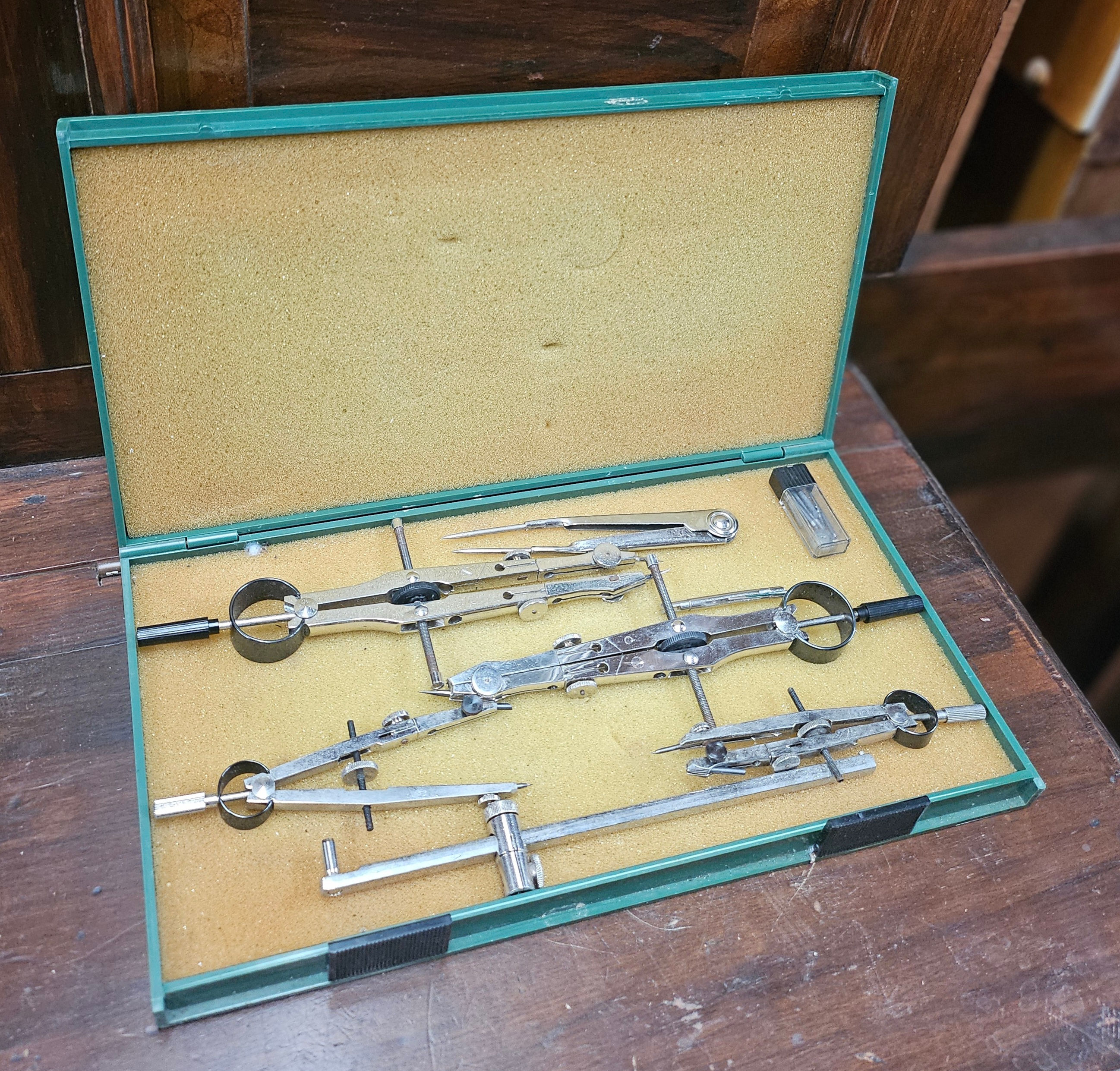 Drafting Set: Vintage Drafting Tool Set In Case, Jasco Made In Czechoslovakia