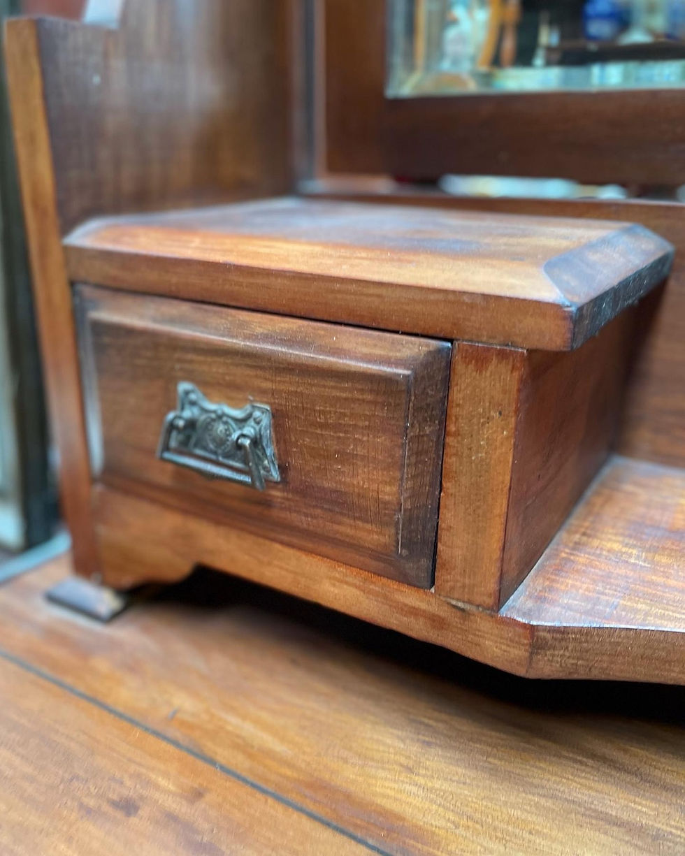 Thumbnail: Solid Victorian Kauri Pine Dresser with Bevelled Mirror & Original Castors
