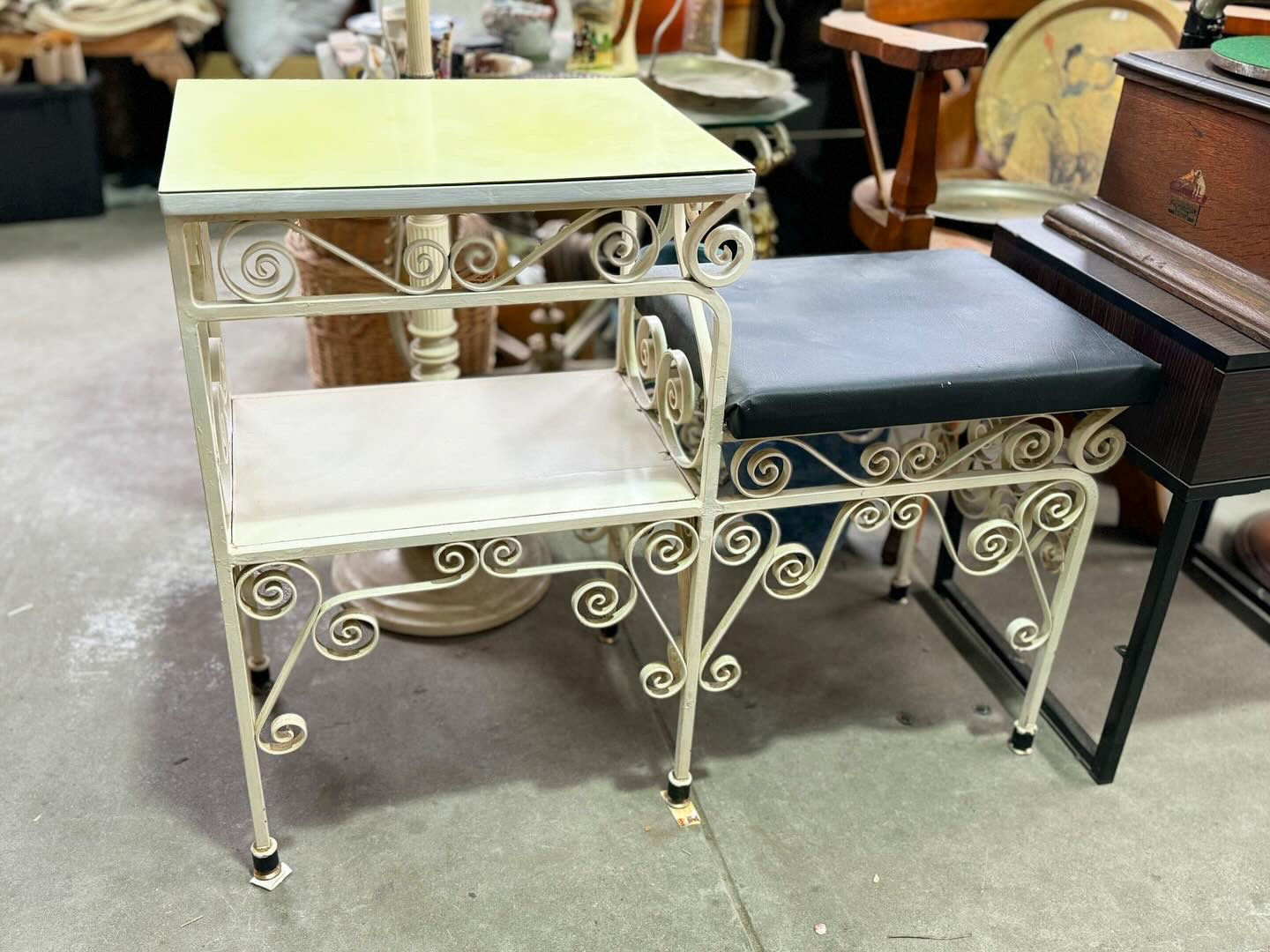 Retro Wrought Iron Telephone Table in Good Shape