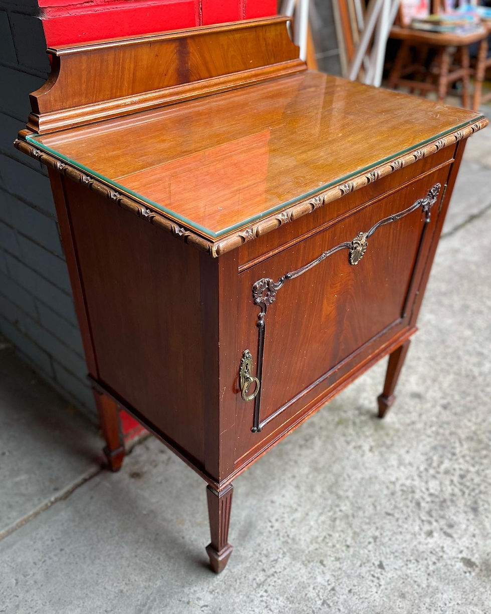 Thumbnail: Stunning Antique Empire Style Bedside Table on Spade Legs 
