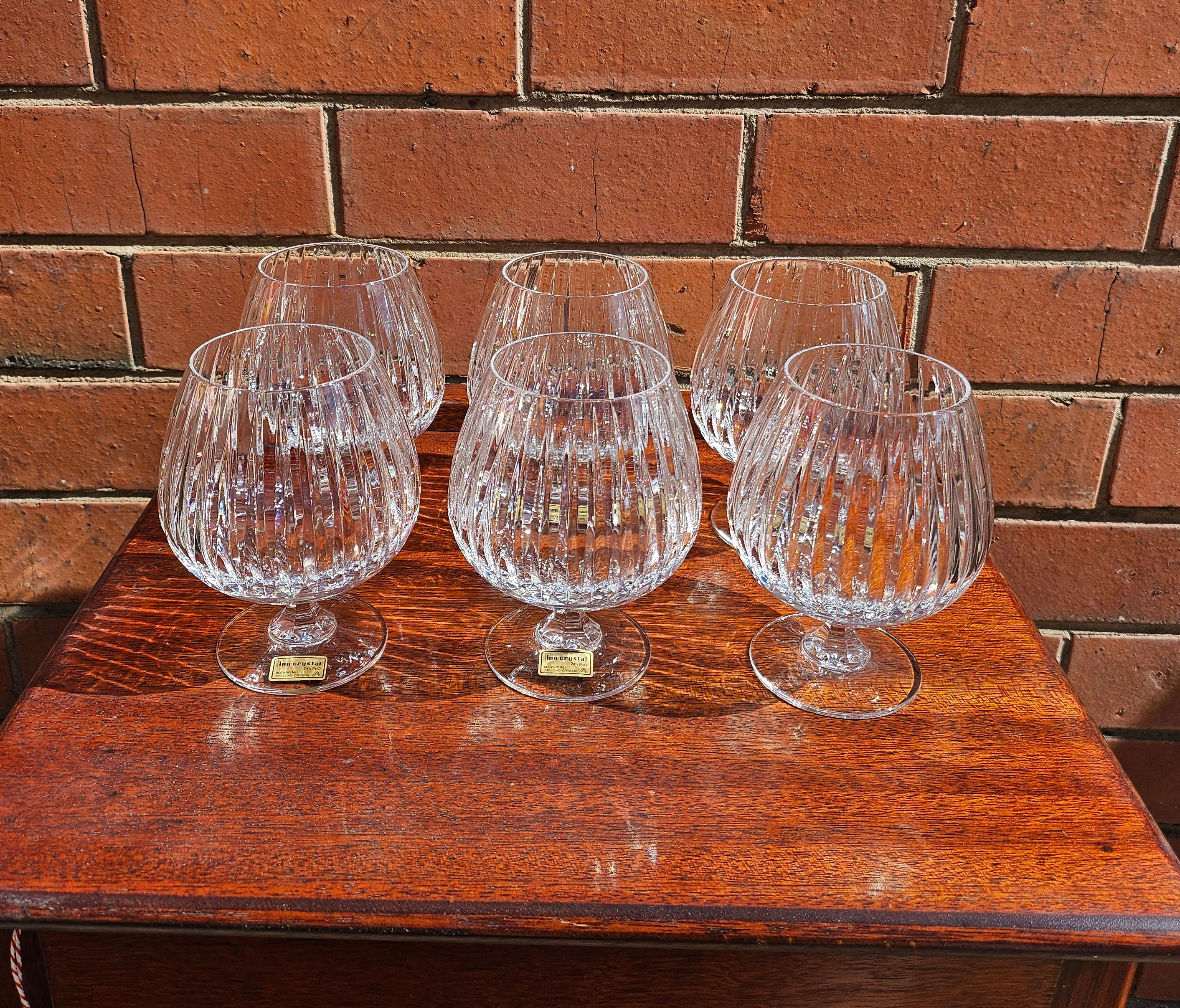 Set Of 6 ‘Inn Crystal’ Whiskey / Brandy Snifter Glasses
