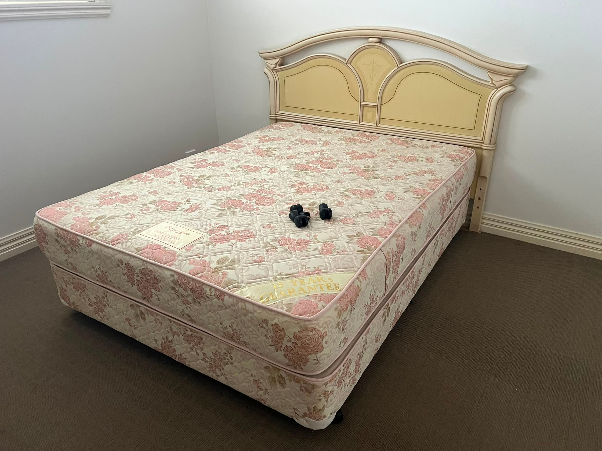 Vintage King French Country Style Headboard W/ Mattress And Base