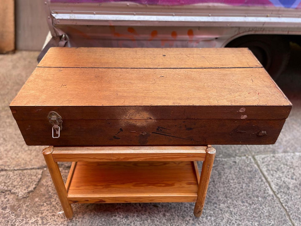 Thumbnail: Solid 3 Drawer Wooden Trunk in Original Condition