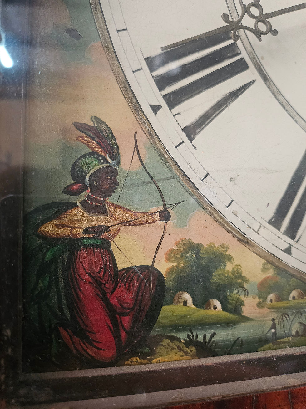 Thumbnail: Grandfather Clock: English Long Case Mahogany C. 1850s Painted Dial Last Supper