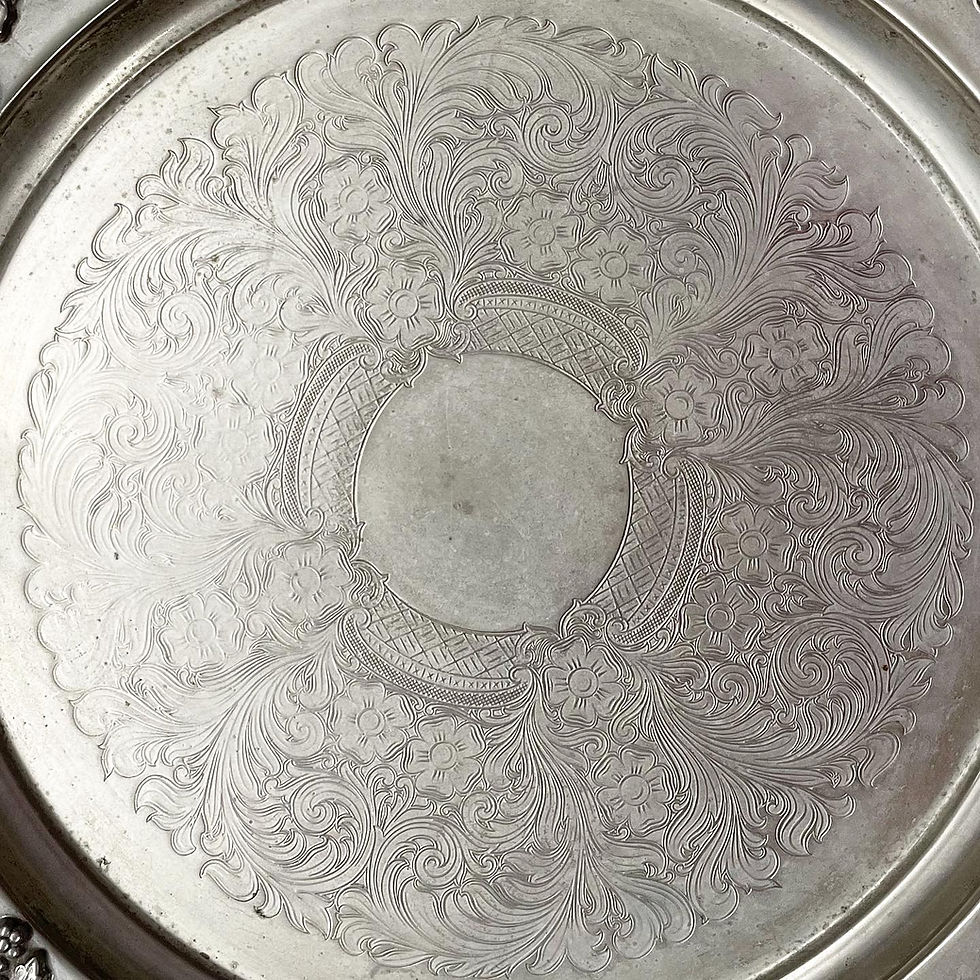 Thumbnail: Vintage Silver Plate Etched Grapevine Design Tray by Saracen Reproduction (Aus)