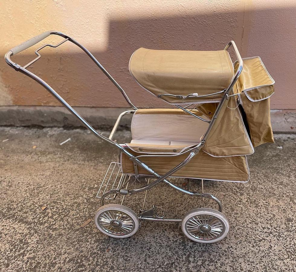 Thumbnail: Gorgeous Vintage Beige Colour Pram manufactured by Steelcraft from C.1979-80