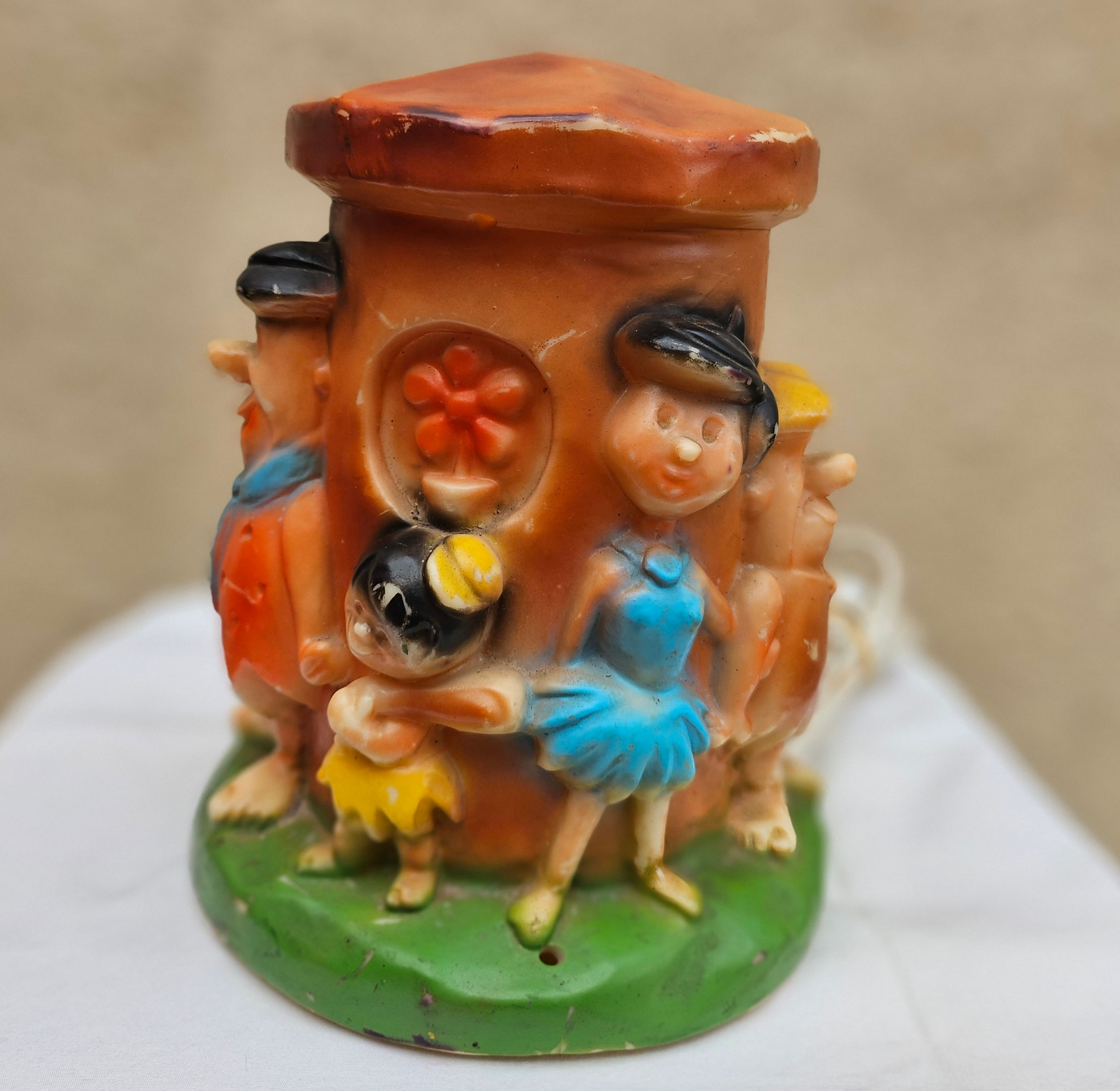 Table Lamp: Vintage Flintstones Bedside Table Lamp, In Working Condition